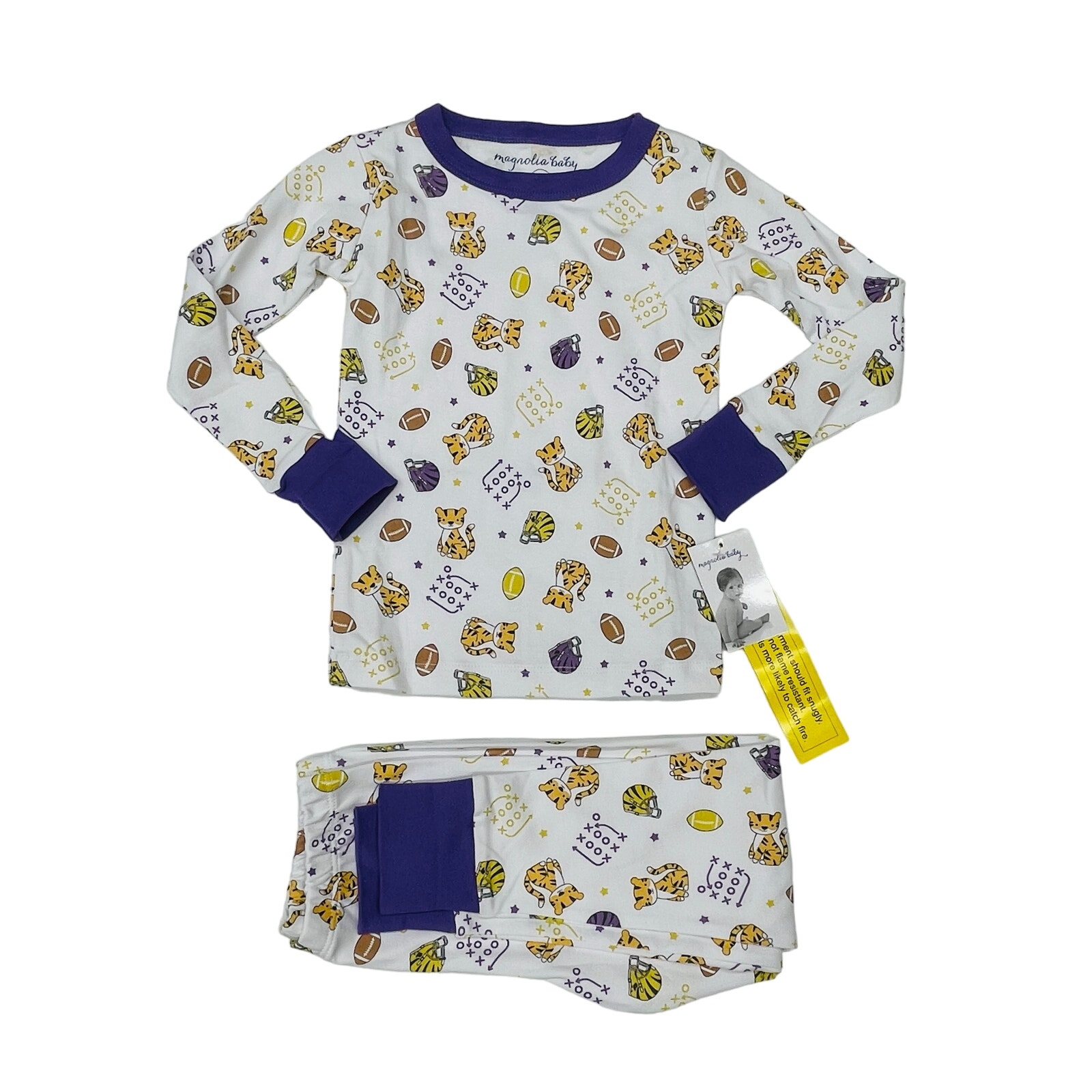 Nwt Magnolia Baby Size 10 Tiger Football Pjs